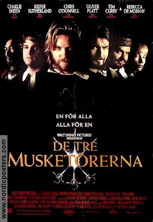 The Three Musketeers 1993 movie poster Charlie Sheen Kiefer Sutherland Chris O´Donnell Stephen Herek