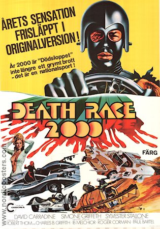 Death Race 2000 1975 movie poster David Carradine Sylvester Stallone Simone Griffeth Roger Corman Cars and racing Cult movies