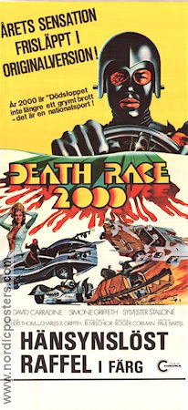 Death Race 2000 1975 movie poster David Carradine Sylvester Stallone Simone Griffeth Roger Corman Cars and racing Cult movies