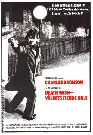 Death Wish 1974 movie poster Charles Bronson Hope Lange Vincent Gardenia Michael Winner