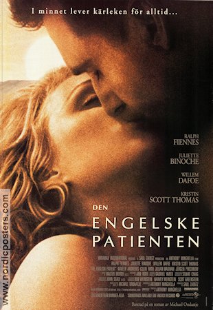The English Patient 1997 movie poster Ralph Fiennes Juliette Binoche Willem Dafoe Kristin Scott Thomas Anthony Minghella Romance