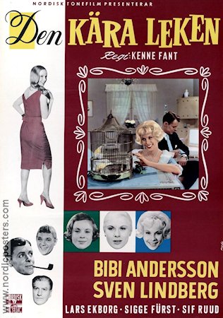 Den kära leken 1959 movie poster Bibi Andersson Lars Ekborg Sif Ruud Kenne Fant