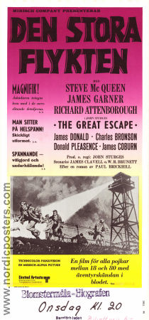 The Great Escape 1963 movie poster Steve McQueen James Garner Richard Attenborough John Sturges Find more: Nazi