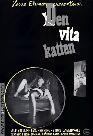 Den vita katten 1950 movie poster Alf Kjellin Eva Henning Sture Lagerwall Hasse Ekman Cats