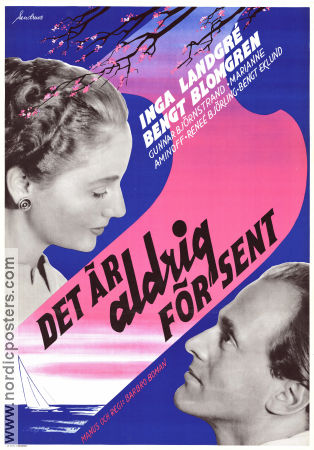 Det är aldrig för sent 1956 movie poster Inga Landgré Bengt Blomgren Marianne Aminoff Renée Björling Barbro Boman