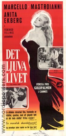 La Dolce Vita 1960 movie poster Anita Ekberg Marcello Mastroianni Anouk Aimée Federico Fellini