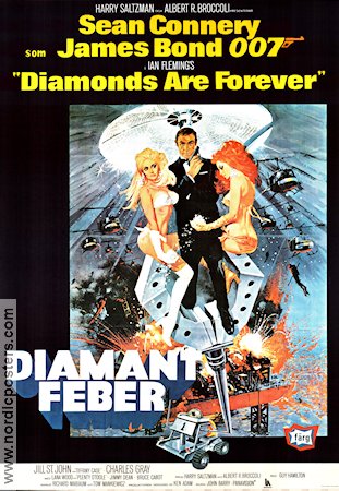 Diamonds Are Forever 1971 movie poster Sean Connery Jill St John Charles Gray Guy Hamilton