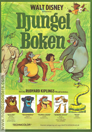 The Jungle Book 1967 movie poster Baloo Mowgli Phil Harris Wolfgang Reitherman Poster artwork: Walter Bjorne