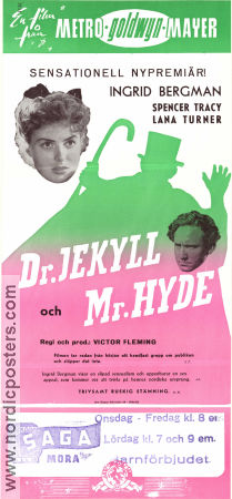 Dr Jekyll and Mr Hyde 1943 movie poster Spencer Tracy Ingrid Bergman Lana Turner Victor Fleming Writer: Robert Louis Stevenson