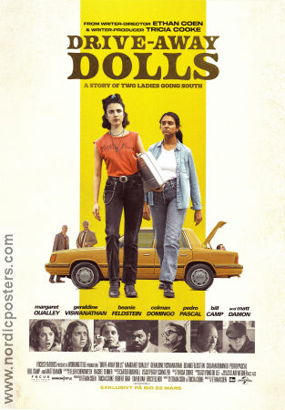 Drive-Away Dolls 2024 movie poster Margaret Qualley Geraldine Viswanathan Beanie Feldstein Ethan Coen Cars and racing