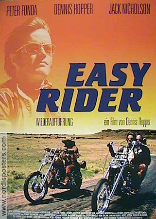 Easy Rider 1969 movie poster Peter Fonda Jack Nicholson Dennis Hopper Motorcycles Cult movies