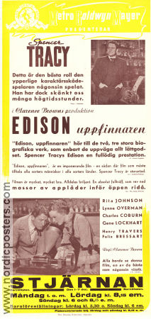 Edison the Man 1940 movie poster Spencer Tracy Rita Johnson Lynne Overman Clarence Brown