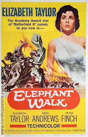 Elephant Walk 1954 movie poster Elizabeth Taylor Dana Andrews William Dieterle