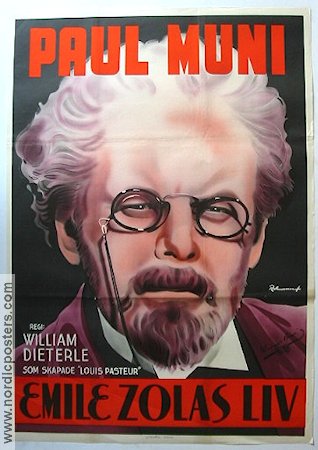 The Life of Emile Zola 1937 movie poster Paul Muni William Dieterle Eric Rohman art Glasses