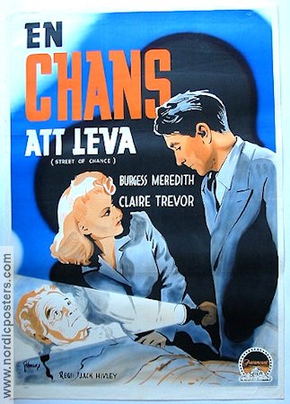 Street of Chance 1943 movie poster Burgess Meredith Claire Trevor Film Noir