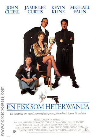 A Fish Called Wanda 1988 movie poster John Cleese Jamie Lee Curtis Charles Crichton Fish and shark