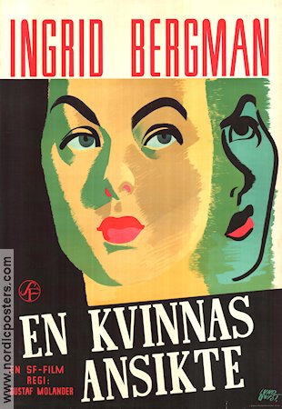 En kvinnas ansikte 1938 movie poster Ingrid Bergman Anders Henrikson Gustaf Molander Writer: Gösta Stevens Poster artwork: Birger Lundqvist