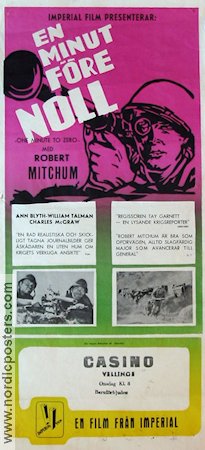 One Minute to Zero 1952 movie poster Robert Mitchum Ann Blyth William Talman Tay Garnett War