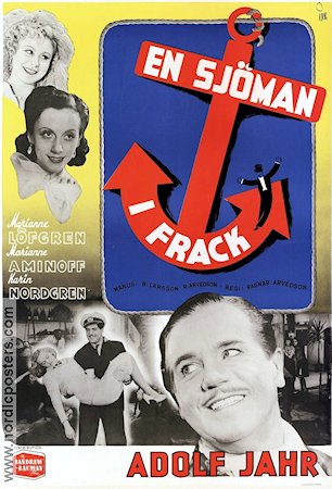 En sjöman i frack 1942 movie poster Adolf Jahr Karin Nordgren Gösta Cederlund Ragnar Arvedson