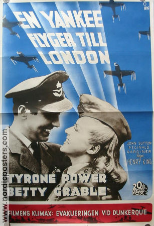 A Yank in the R.A.F 1941 movie poster Tyrone Power Betty Grable John Sutton Henry King Planes