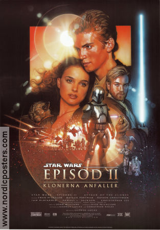 Episode II Attack of the Clones 2002 movie poster Ewan McGregor Natalie Portman Hayden Christensen Christopher Lee George Lucas Find more: Star Wars