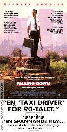 Falling Down 1993 movie poster Michael Douglas Robert Duvall Barbara Hershey Joel Schumacher Guns weapons