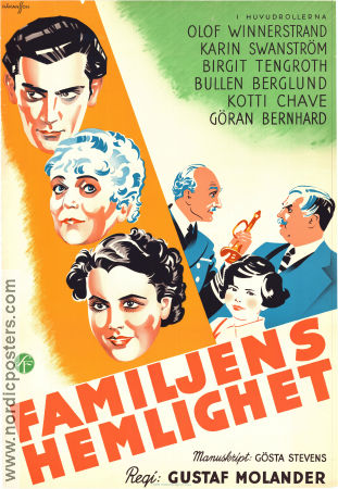 Familjens hemlighet 1936 movie poster Olof Winnerstrand Karin Swanström Erik Bullen Berglund Gustaf Molander Writer: Gösta Stevens