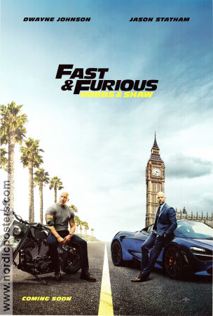Fast and Furious Presents: Hobbs and Shaw 2019 movie poster Dwayne Johnson Jason Statham Idris Elba David Leitch Cars and racing