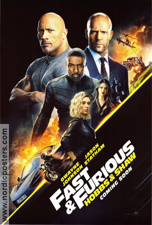 Fast and Furious Presents: Hobbs and Shaw 2019 movie poster Dwayne Johnson Jason Statham Idris Elba David Leitch Cars and racing