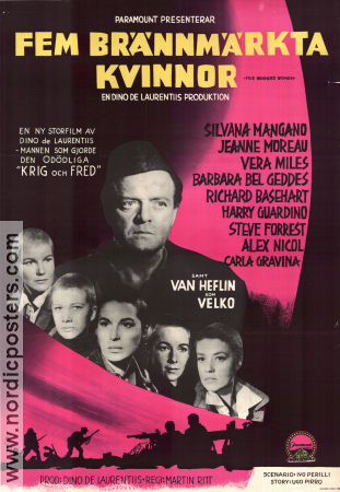 Five Branded Women 1960 movie poster Van Heflin Silvana Mangano Jeanne Moreau Martin Ritt War
