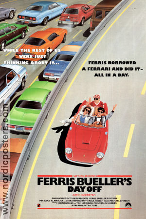Ferris Bueller´s Day Off 1986 movie poster Matthew Broderick Jeffrey Jones John Hughes School Cars and racing