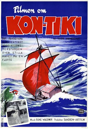 Filmen om Kon-Tiki 1950 movie poster Thor Heyerdahl Norway Documentaries Ships and navy
