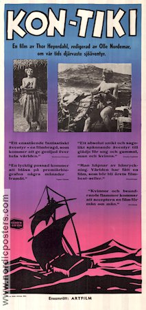 The Ra Expeditions 1950 movie poster Herman Watzinger Erik Hesselberg Thor Heyerdahl Norway Documentaries Ships and navy