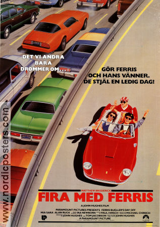 Ferris Bueller´s Day Off 1986 movie poster Matthew Broderick Alan Ruck Mia Sara Jeffrey Jones John Hughes School Cars and racing