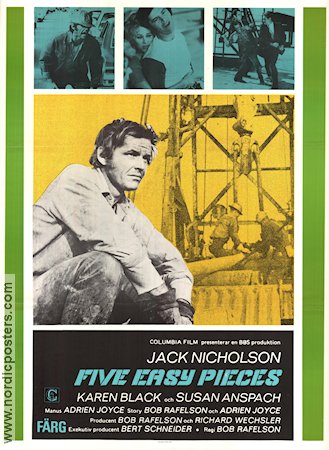 Five Easy Pieces 1970 movie poster Jack Nicholson Susan Anspach Karen Black Bob Rafelson