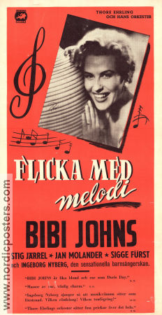 Flicka med melodi 1954 movie poster Bibi Johns Amy Jelf Stig Järrel Thore Erling Martin Söderhjelm