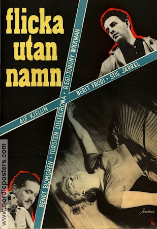 Flicka utan namn 1954 movie poster Alf Kjellin Berit Frodi Stig Järrel Torgny Wickman