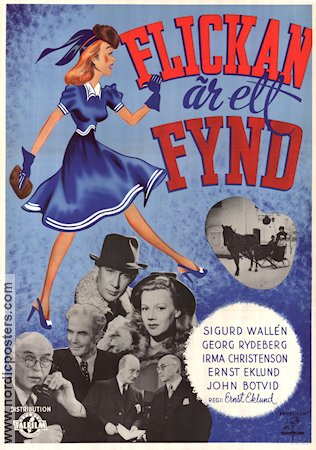 Flickan är ett fynd 1940 movie poster Sigurd Wallén Georg Rydeberg Irma Christenson John Botvid Ernst Eklund