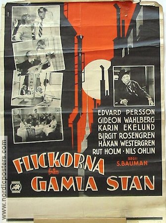 Flickorna från Gamla Stan 1934 movie poster Edvard Persson Gideon Wahlberg Karin Ekelund Schamyl Bauman Find more: Stockholm