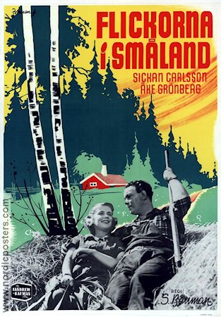 Flickorna i Småland 1945 movie poster Sickan Carlsson Åke Grönberg Sigge Fürst Schamyl Bauman