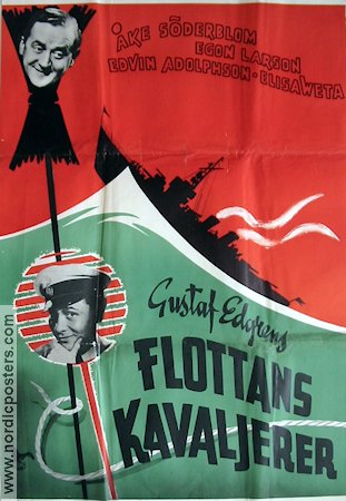 Flottans kavaljerer 1948 movie poster Åke Söderblom Egon Larsson Marianne Löfgren Bojan Westin Gustaf Edgren
