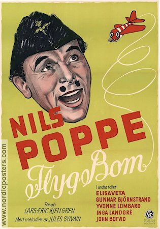 Flyg-Bom 1952 movie poster Nils Poppe Elisaveta Yvonne Lombard Elisaveta Lars-Eric Kjellgren Planes