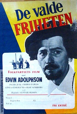 Folkpartiets film De valde friheten 1948 movie poster Edvin Adolphson Politics
