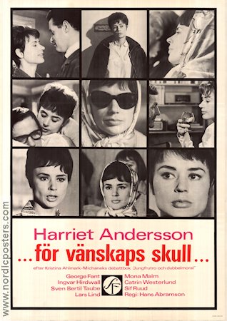 För vänskaps skull 1965 movie poster Harriet Andersson George Fant Ingvar Hirdwall Hans Abramson