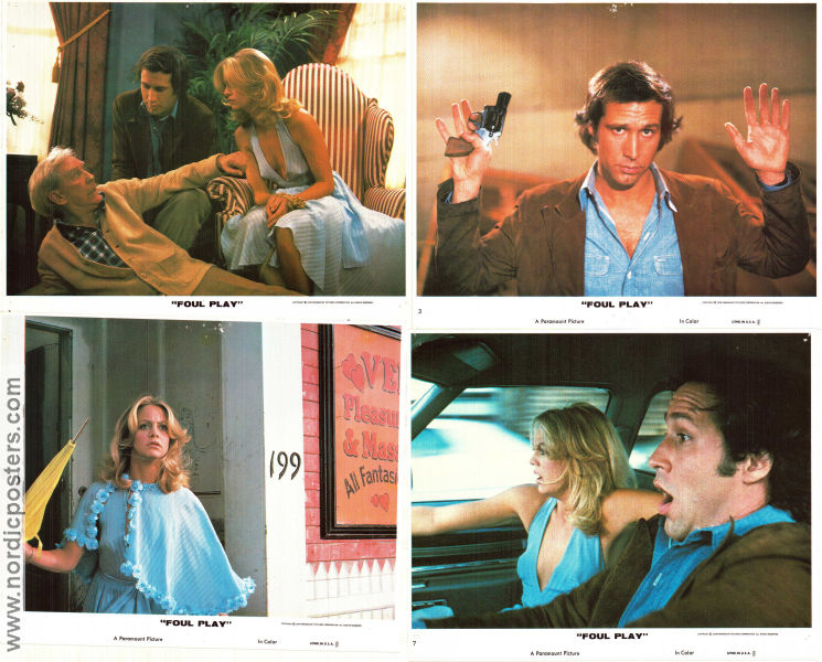 Foul Play 1978 lobby card set Goldie Hawn Chevy Chase Burgess Meredith Colin Higgins