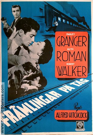 Strangers On a Train 1944 movie poster Farley Granger Ruth Roman Alfred Hitchcock Trains