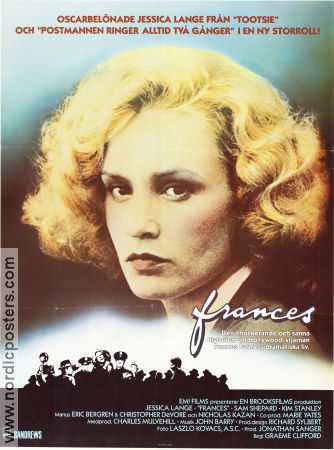 Frances 1982 movie poster Jessica Lange Jonathan Banks Bonnie Bartlett Graeme Clifford