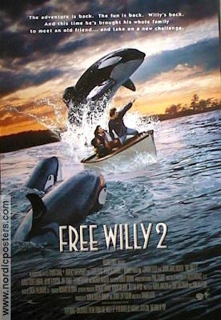 Free Willy 2 1995 movie poster Jason James Richter Fish and shark