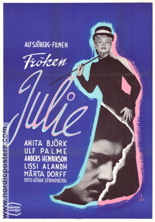 Miss Julie 1951 movie poster Anita Björk Ulf Palme Märta Dorff Alf Sjöberg Writer: August Strindberg