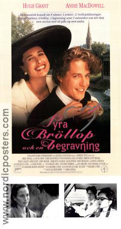 Four Weddings and a Funeral 1993 movie poster Hugh Grant Andie MacDowell James Fleet Mike Newell Romance